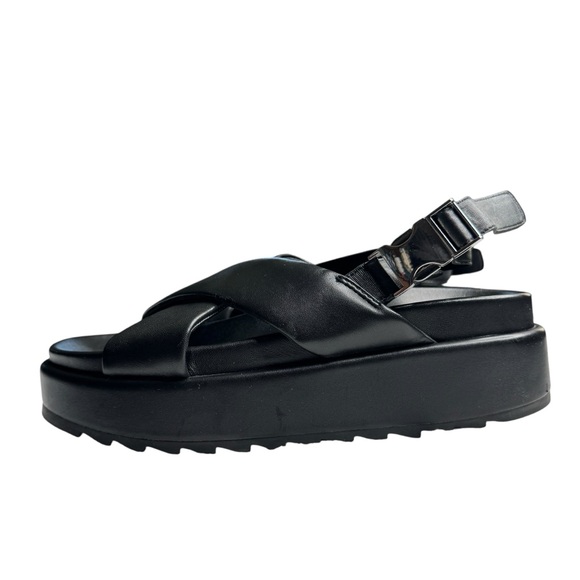 J Slides Sevi Leather Slip On Slingback Platform Sandals Women's Size 8 - Picture 1 of 12